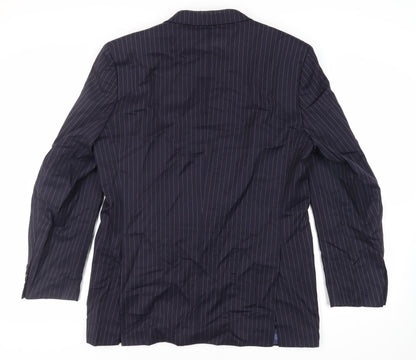 Next Mens Blue Striped Wool Jacket Suit Jacket Size 42 Regular