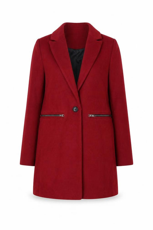 ASOS Womens Red Overcoat Coat Size 6 Button