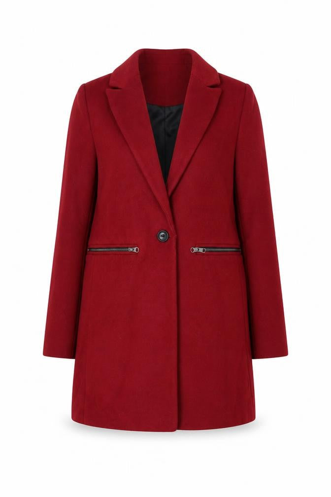 ASOS Womens Red Overcoat Coat Size 6 Button