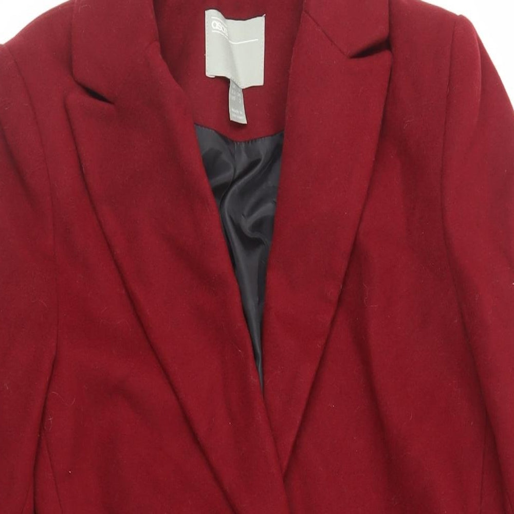 ASOS Womens Red Overcoat Coat Size 6 Button