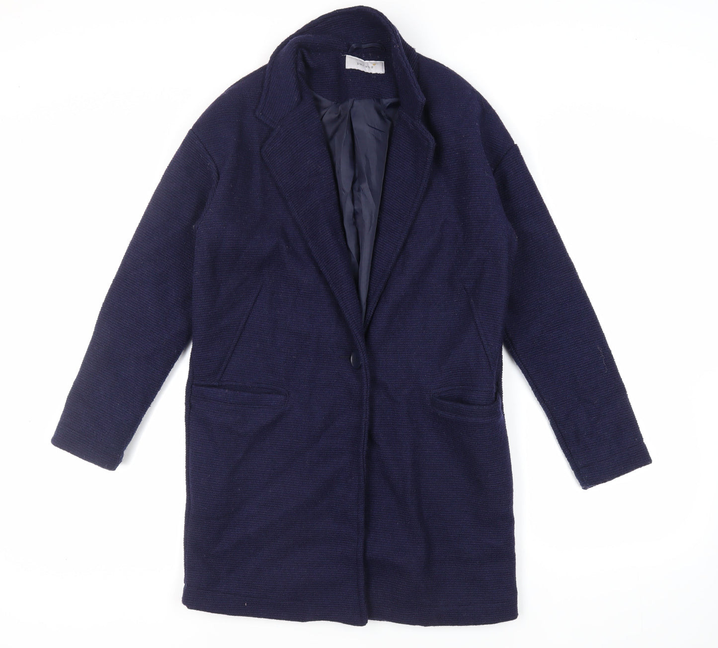 Per Una Womens Blue Overcoat Coat Size 8 Button