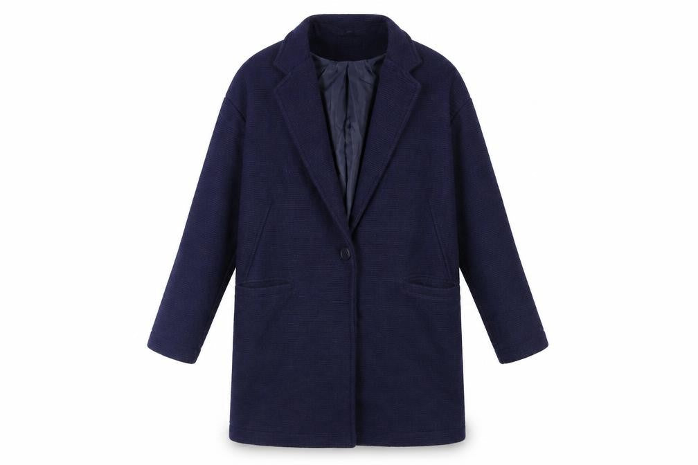 Per Una Womens Blue Overcoat Coat Size 8 Button
