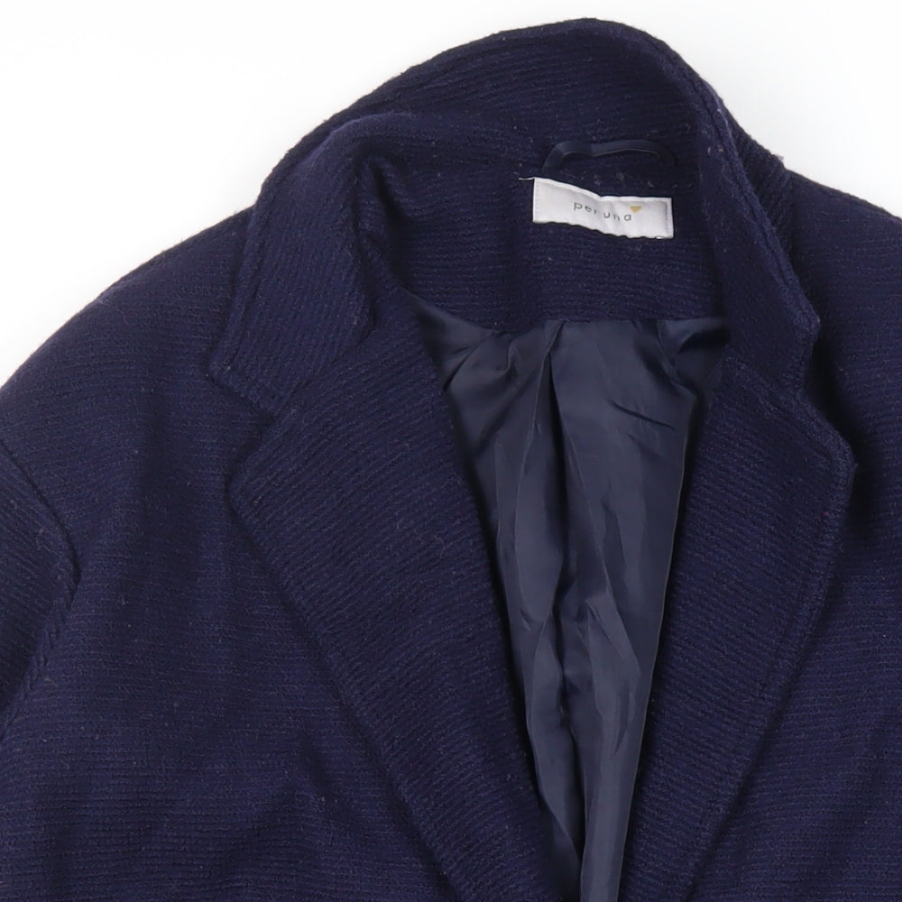 Per Una Womens Blue Overcoat Coat Size 8 Button