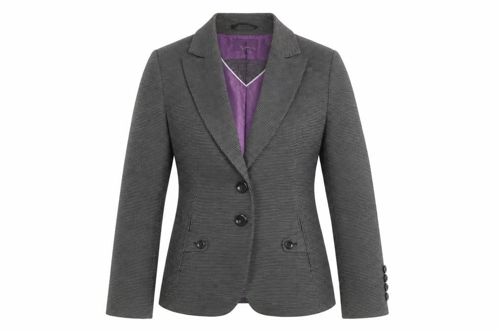 NEXT Womens Black Geometric Jacket Blazer Size 6 Button
