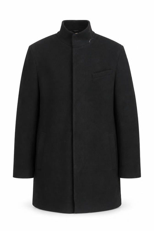 Marks & Spencer Mens Black Overcoat Coat Size L Button