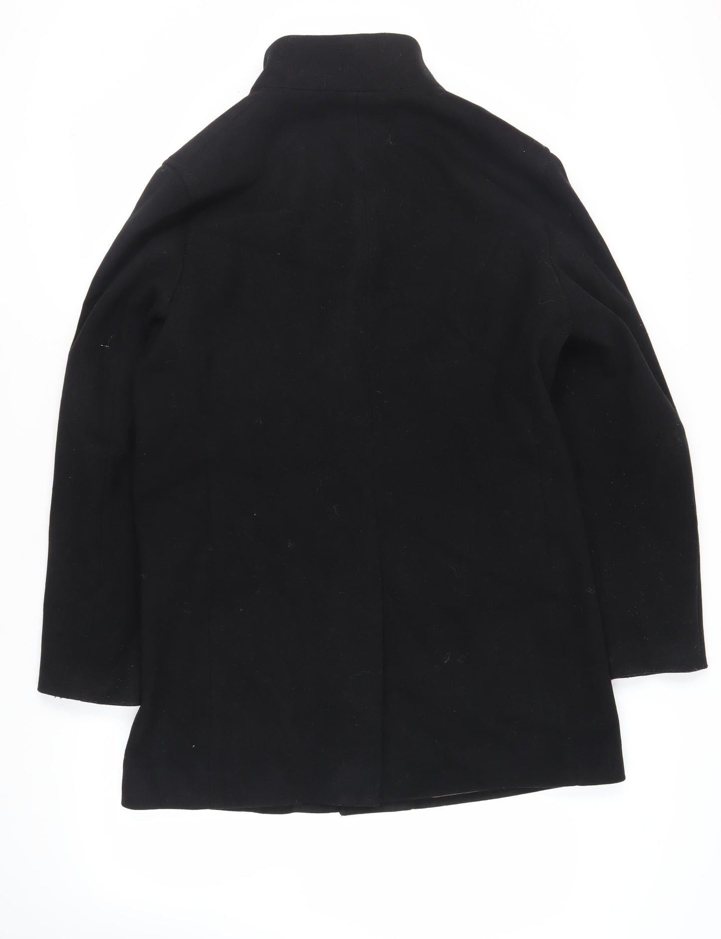 Marks and Spencer Mens Black Overcoat Coat Size L Button