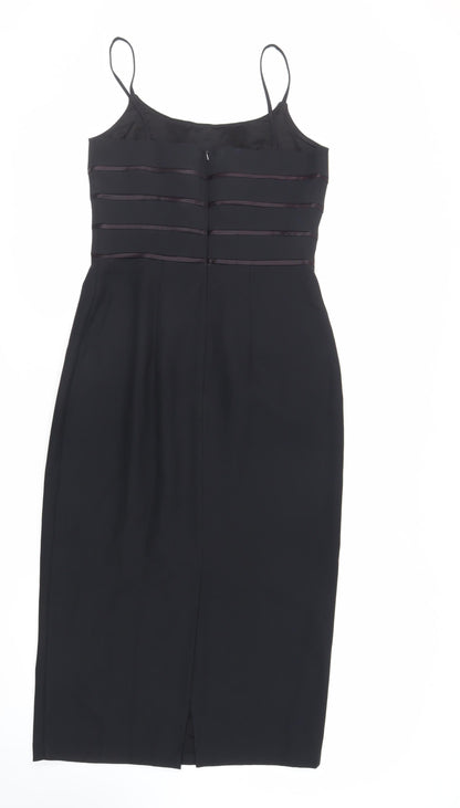 Back view of Principles women’s black polyester sheath, size UK 12, roll neck zip - lined