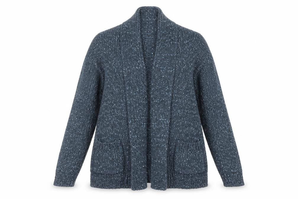 Indigo Womens Blue Collared Polyester Cardigan Jumper Size 14 - Open