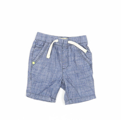 Additional front view of Next Baby Blue Cotton Cropped Jeans, size 9-12, Months Drawstring