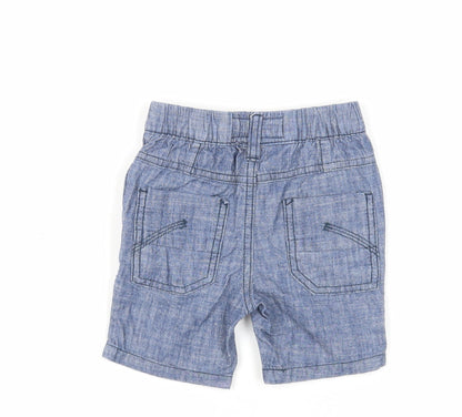 Back view of Next Baby Blue Cotton Cropped Jeans, size 9-12, Months Drawstring