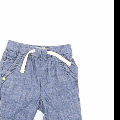 Close-up detail of Next Baby Blue Cotton Cropped Jeans, size 9-12, Months Drawstring