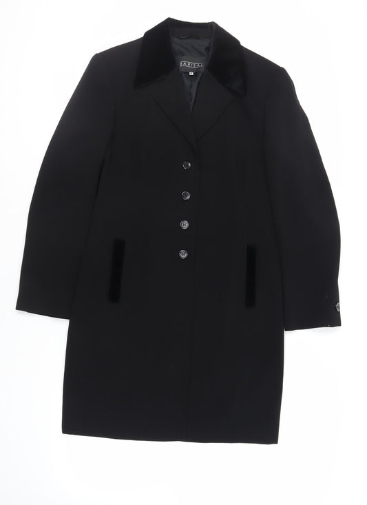 Barisal Womens Black Overcoat Coat Size 12 Button - Lightweight