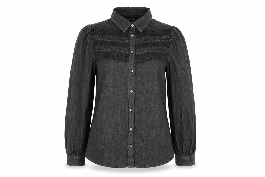 Marks & Spencer Womens Black Cotton Basic Button-Up Size 10 Collared