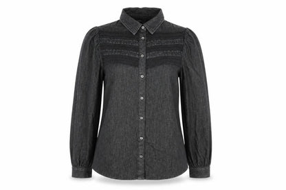Marks & Spencer Womens Black Cotton Basic Button-Up Size 10 Collared