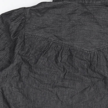 Marks & Spencer Womens Black Cotton Basic Button-Up Size 10 Collared