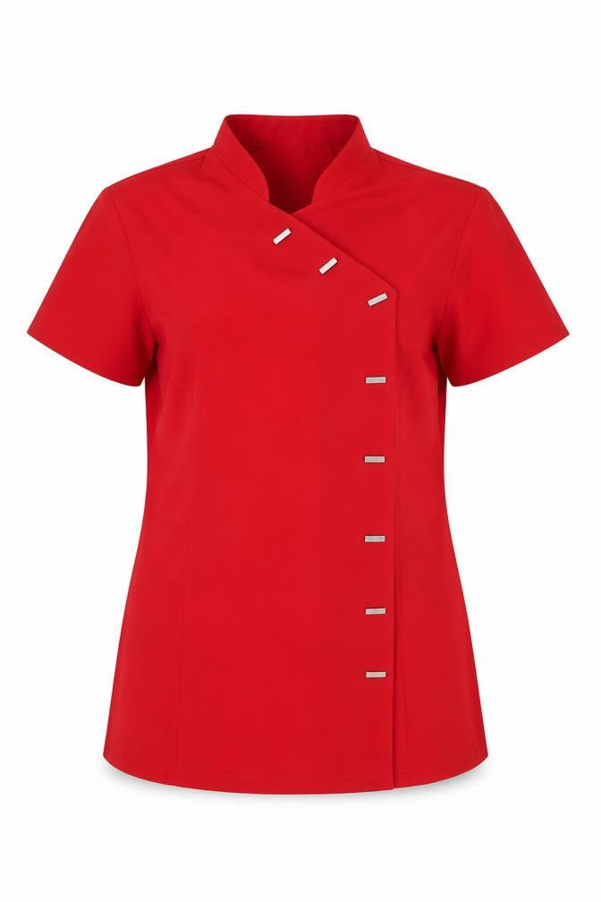 Simon Jersey Womens Red Polyester Basic Button-Up Size 14 V-Neck