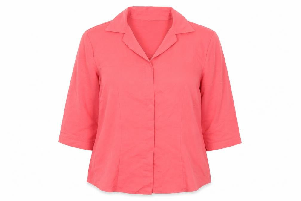Marks & Spencer Womens Pink Viscose Basic Button-Up Size 18 Collared