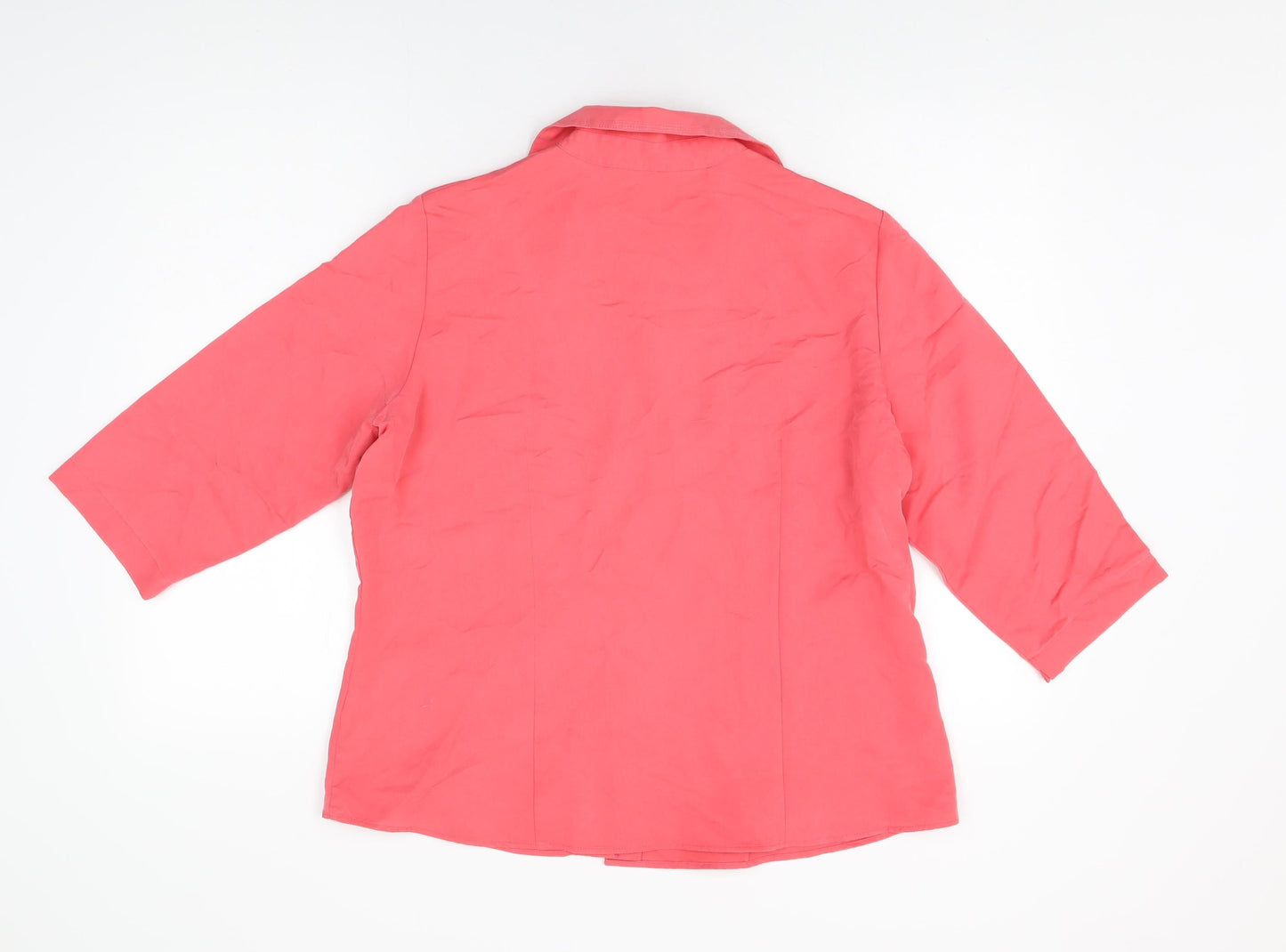Marks and Spencer Womens Pink Viscose Basic Button-Up Size 18 Collared