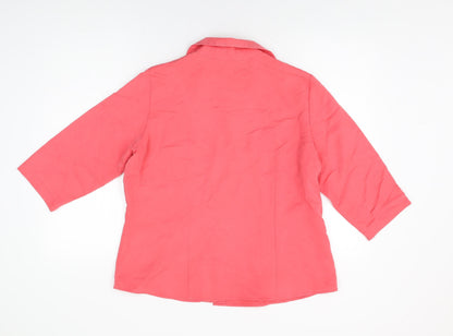 Marks & Spencer Womens Pink Viscose Basic Button-Up Size 18 Collared