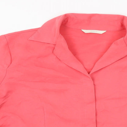 Marks & Spencer Womens Pink Viscose Basic Button-Up Size 18 Collared