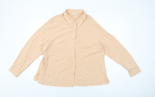 Marks and Spencer Womens Orange Viscose Basic Button-Up Size 20 Collared