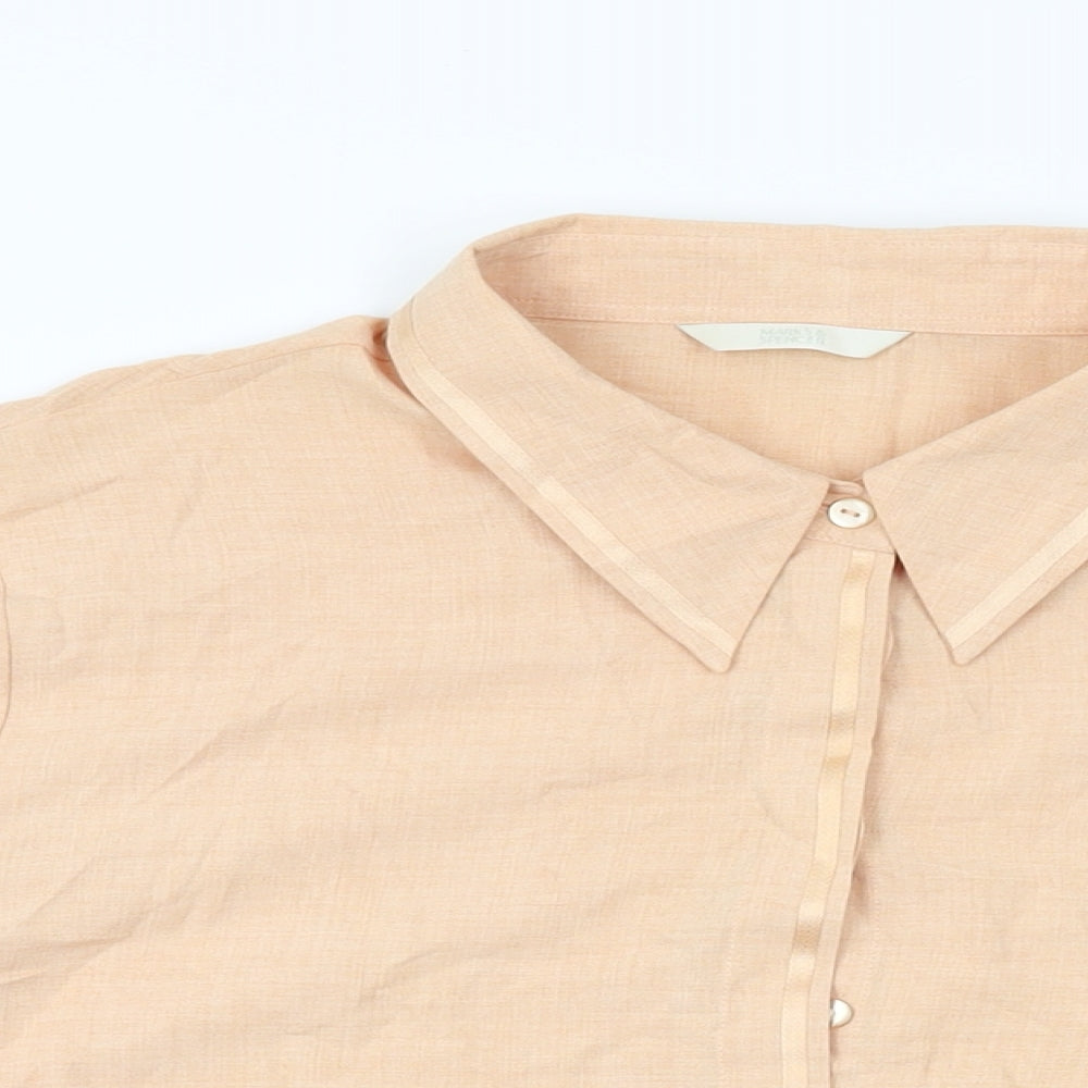 Marks and Spencer Womens Orange Viscose Basic Button-Up Size 20 Collared