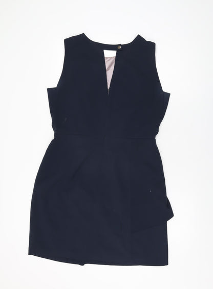 Next Womens Blue Polyester Bodycon Size 14 Round Neck Zip