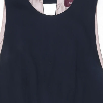 Next Womens Blue Polyester Bodycon Size 14 Round Neck Zip