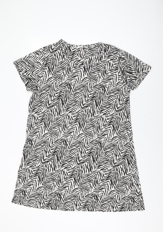 Marks and Spencer Womens White Geometric Cotton Top Dress Size 18