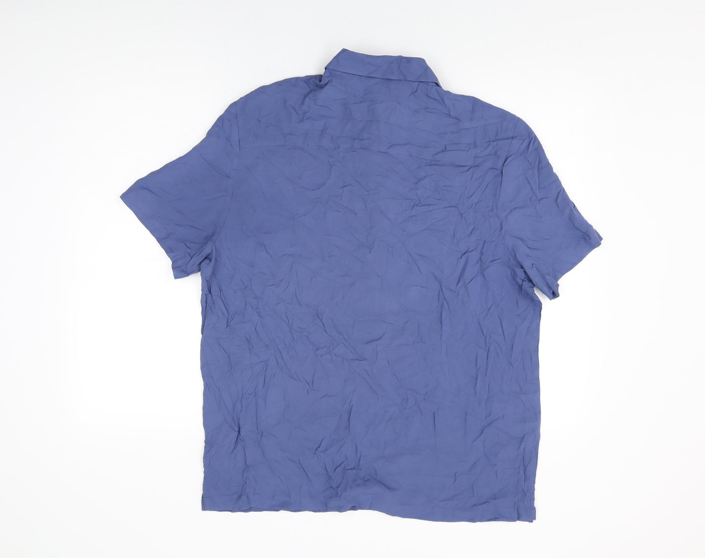 ASOS Mens Blue Viscose Button-Up Size M Collared Button