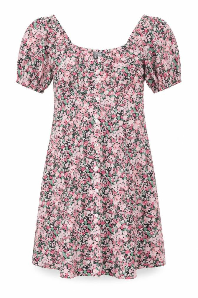 Fluid Womens Pink Floral Polyester Shift Size 12 Sweetheart Button