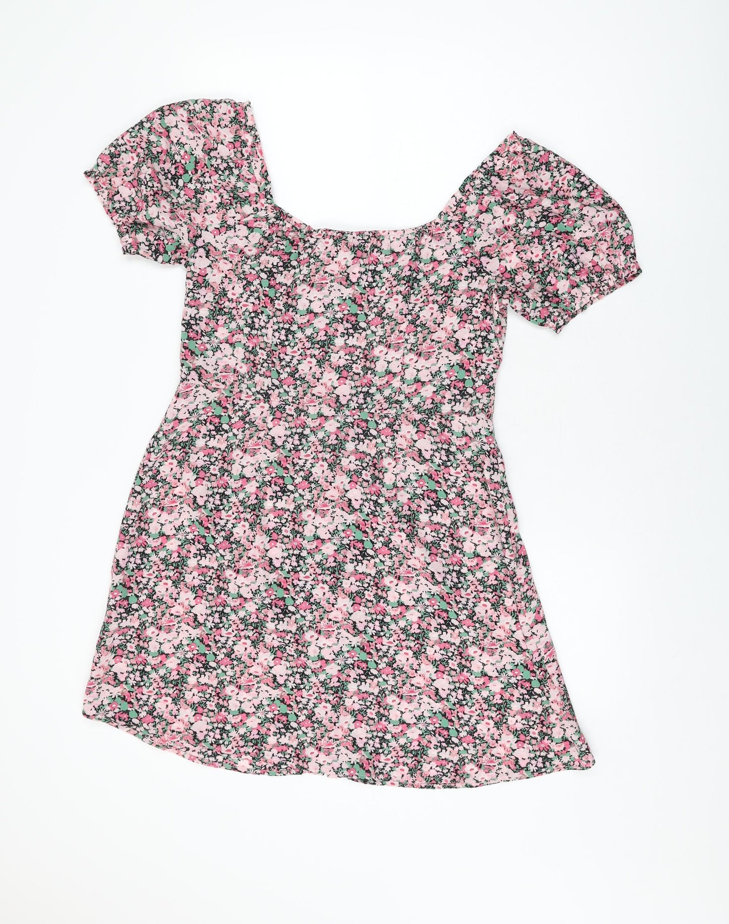 Fluid Womens Pink Floral Polyester Shift Size 12 Sweetheart Button