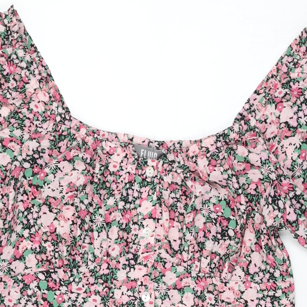 Fluid Womens Pink Floral Polyester Shift Size 12 Sweetheart Button