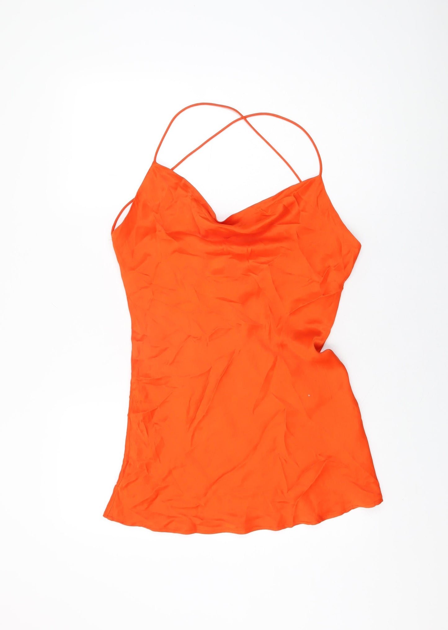 Zara Womens Red Viscose Camisole T-Shirt Size S Cowl Neck