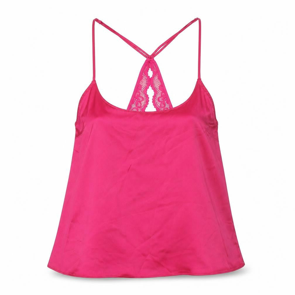 Marks & Spencer Womens Pink Solid Polyester Cami Pyjama Top Size S