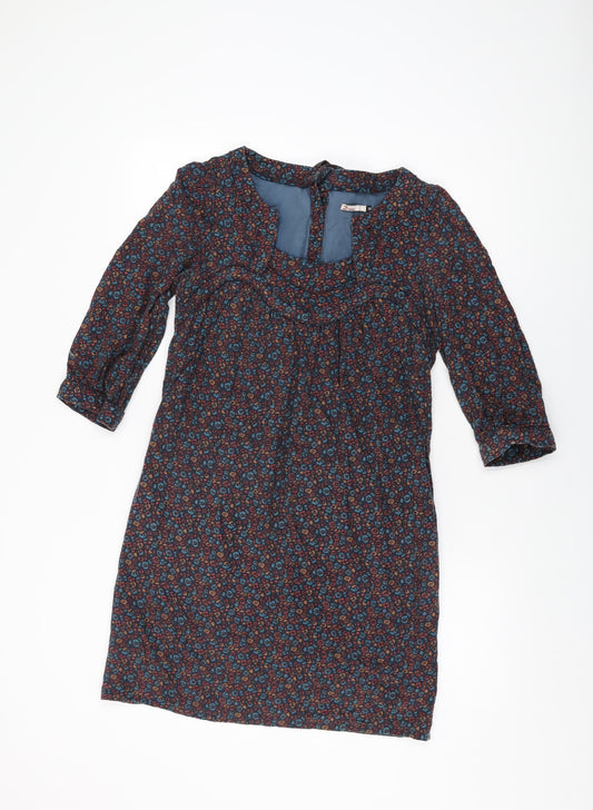 2two Womens Black Geometric Cotton Shift Size 10 Square Neck Pullover