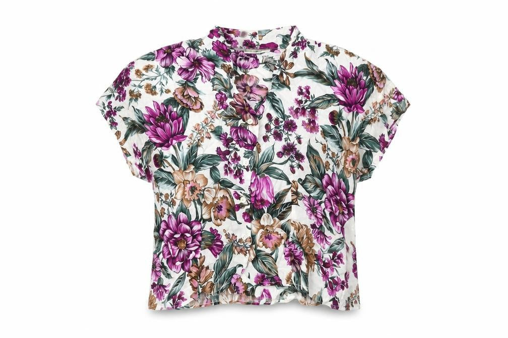 Debenhams Womens White Floral Viscose Basic Button-Up Size 16 V-Neck