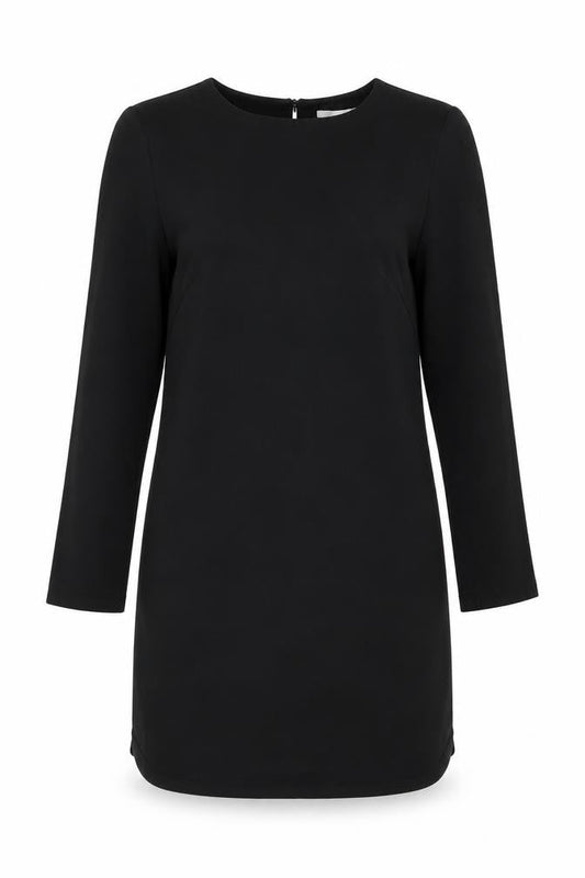 H&M Womens Black Polyester Shift Size 6 Round Neck Button