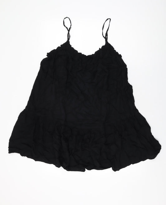 H&M Womens Black Viscose Basic T-Shirt Size M Round Neck