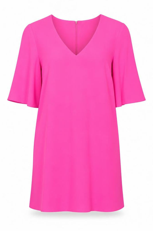 River Island Womens Pink Polyester Shift Size 8 V-Neck Button
