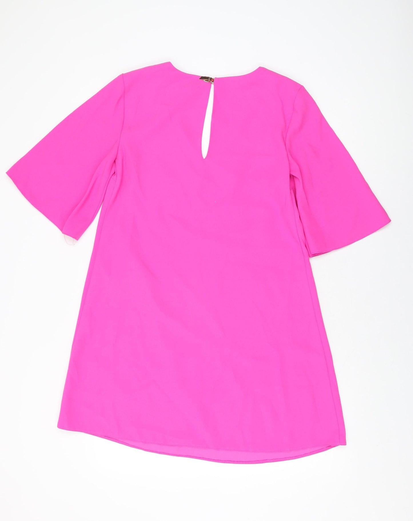River Island Womens Pink Polyester Shift Size 8 V-Neck Button