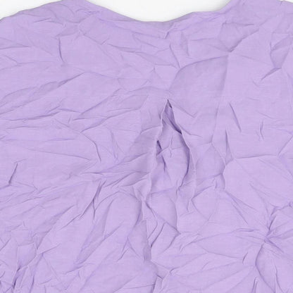 Brand and care label for Autograph women’s purple polyester basic button-up, size UK 8, v-neck