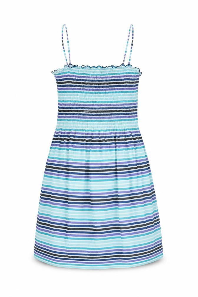 H&M Womens Blue Striped Cotton Shift Size 10 Square Neck Pullover