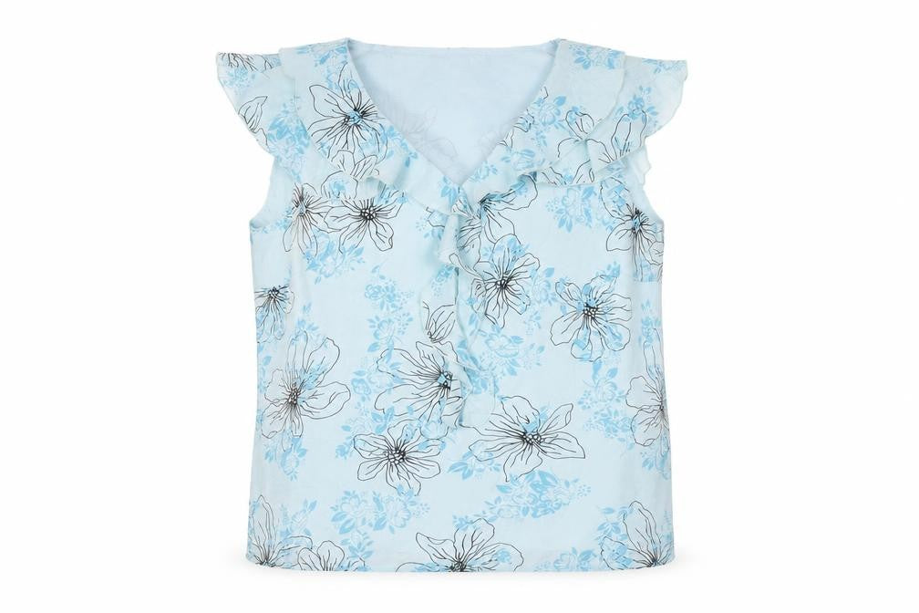 Bonmarché Womens Blue Floral Polyester Basic Blouse Size 18 V-Neck