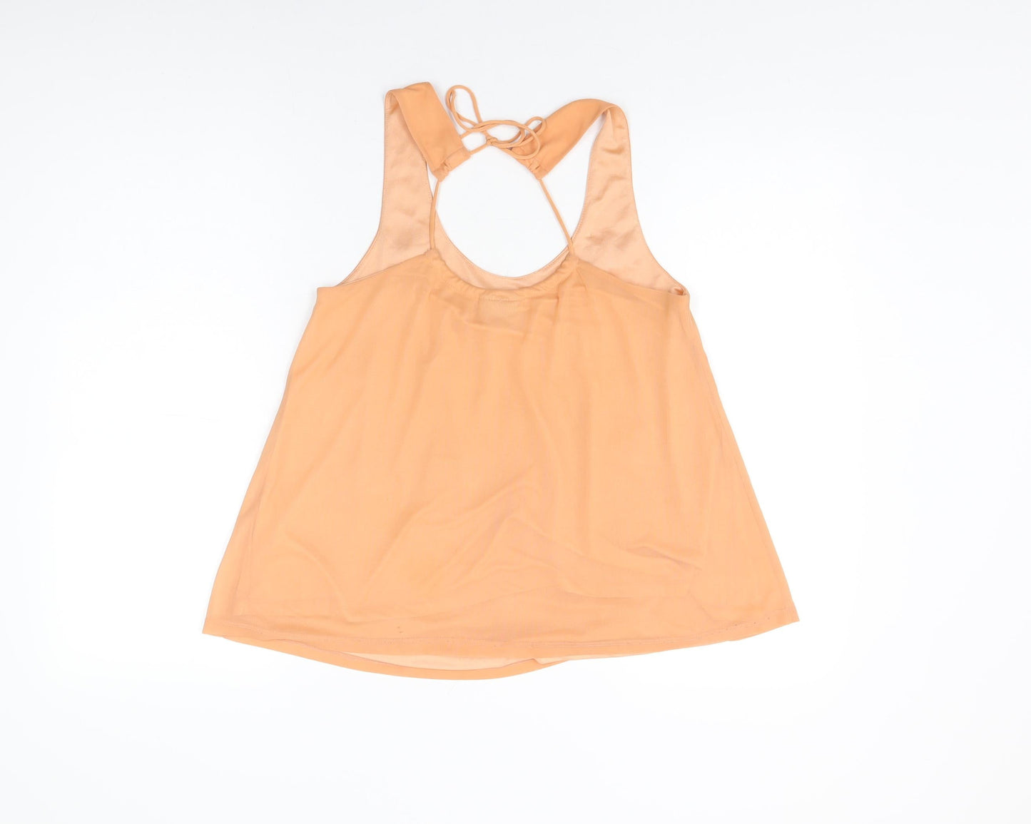 Topshop Womens Orange Floral Polyester Basic Blouse Size 8 Round Neck