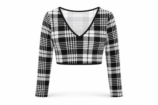 CBR Womens Black Geometric Polyester Cropped T-Shirt Size S V-Neck