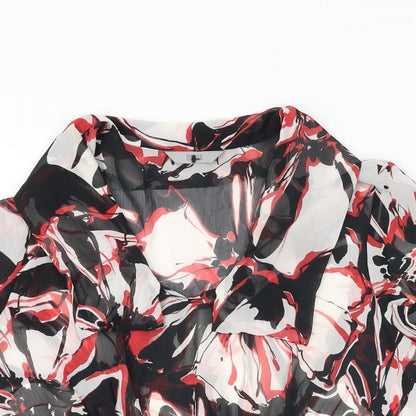 Marks & Spencer Womens Black Geometric Polyester Basic Blouse Size 10 V-Neck