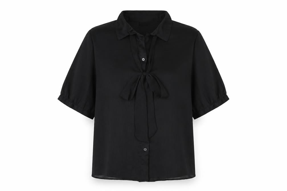 VILA Womens Black Polyester Basic Button-Up Size 6 Collared