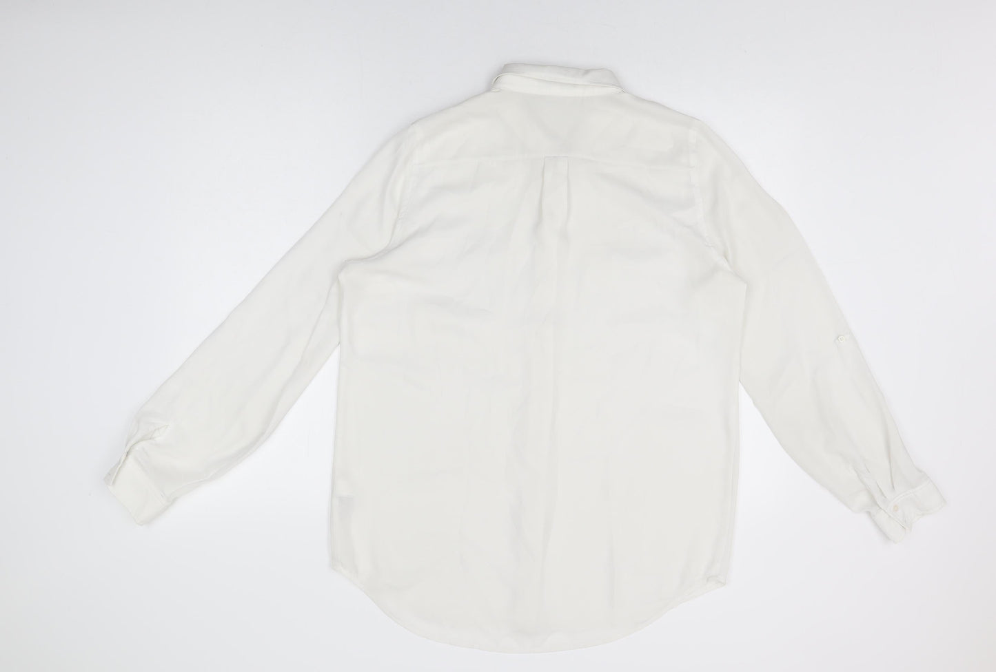 NEXT Womens White Polyester Basic Button-Up Size 14 Collared