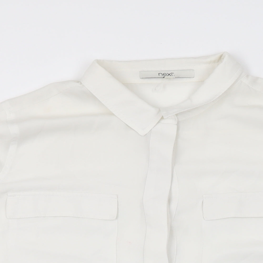 NEXT Womens White Polyester Basic Button-Up Size 14 Collared
